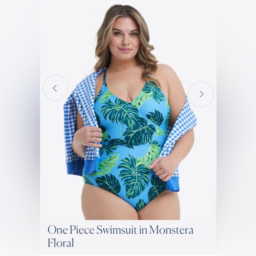 Draper James one piece blue and green floral NWT 2X